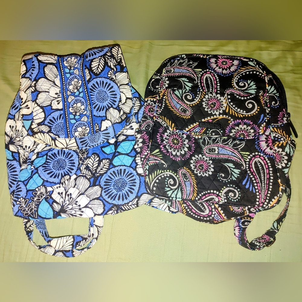 Vera Bradley: Bundle Of 2 Retired Backpacks, Blue Bayou + Bandana Swirl